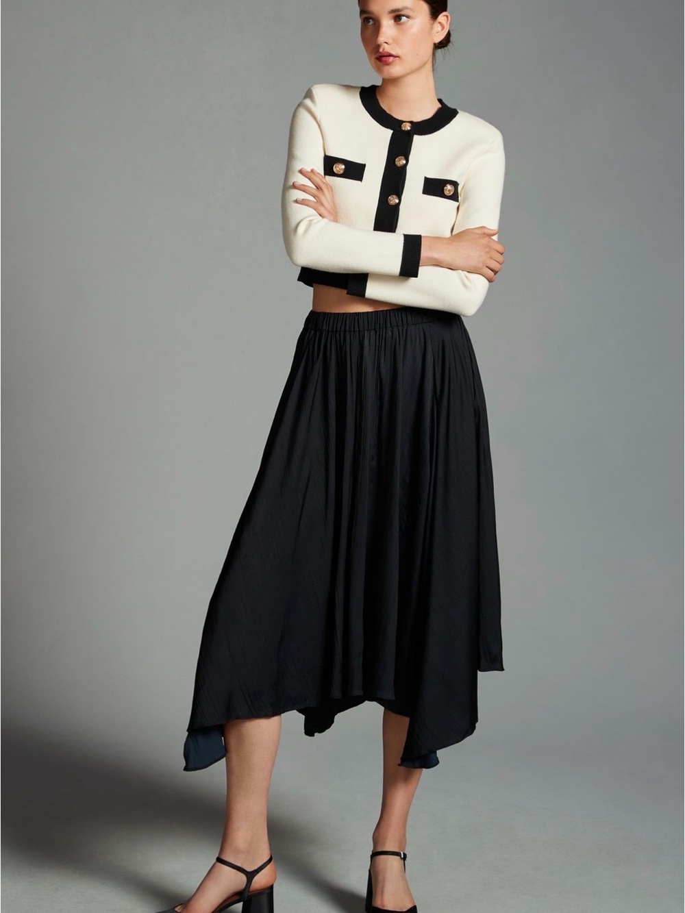 By Anthropologie Sleek A-Line Skirt, Black, Sz M, NWT